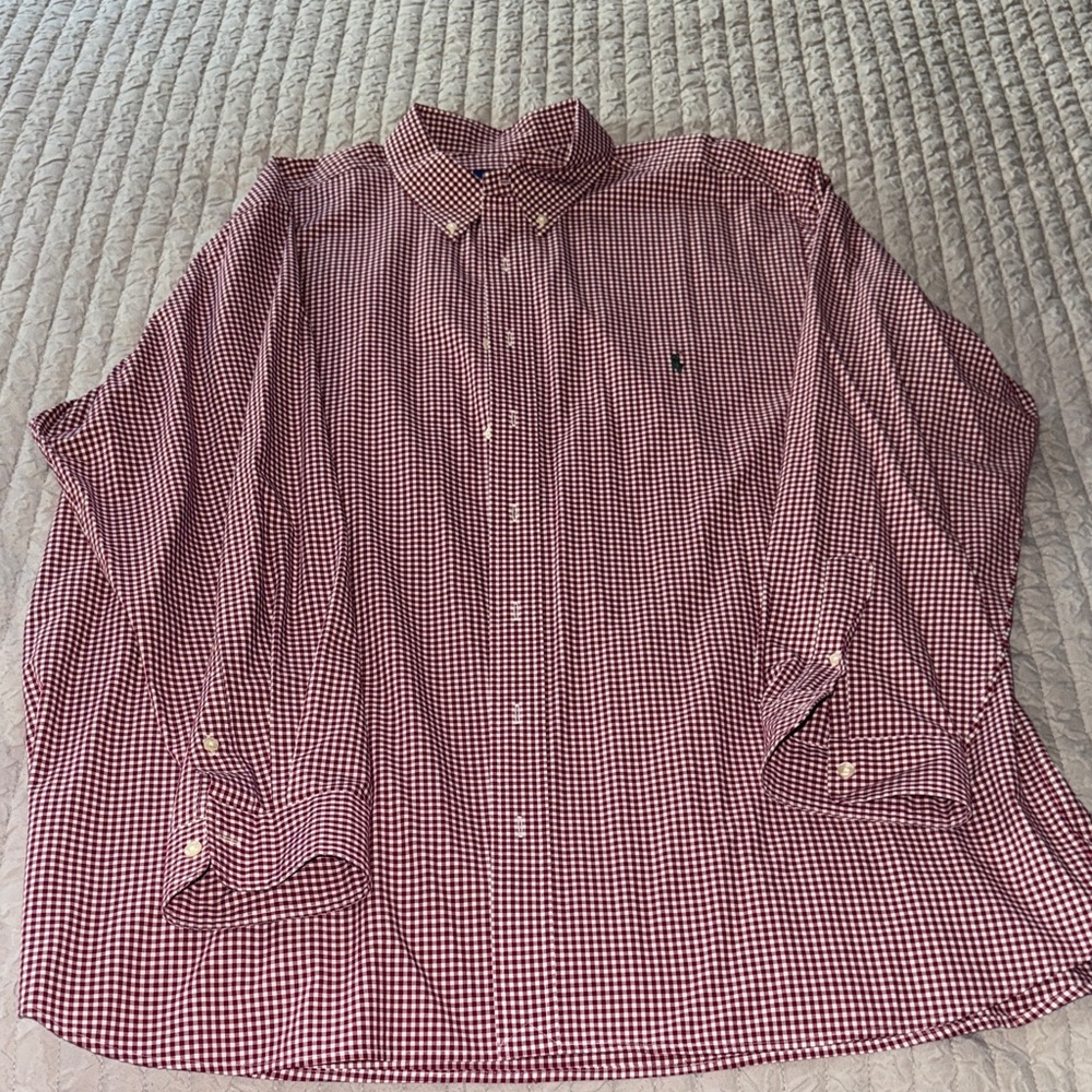 Men's Ralph Lauren Burgandy Checkered Shirt